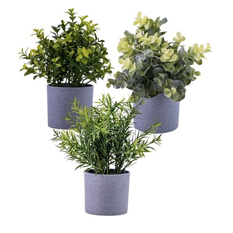 Buy 3 Pack Small Potted Artificial Plants Small Plastic Green Plant