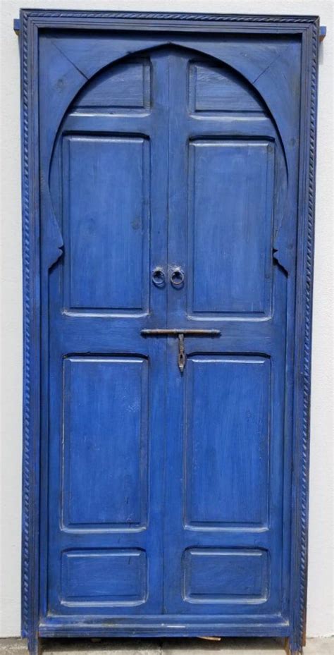 Vintage Moroccan Double Blue Door Handmade Nomad Moorish Etsy In 2020