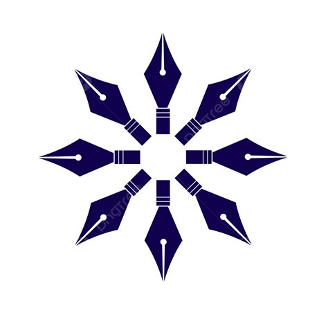 Desain Vektor Logo Pena Lingkaran Warna Biru Logo Pena Lingkaran Warna