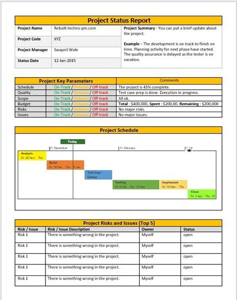 18 Free Project Status Report Templates Word Templates For Free Download