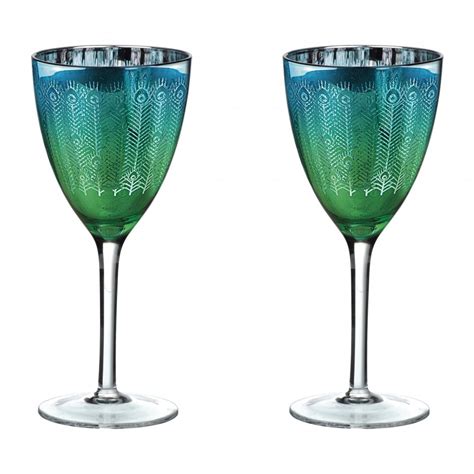 Artland Peacock Wine Glasses Set Of 2 Black By Design