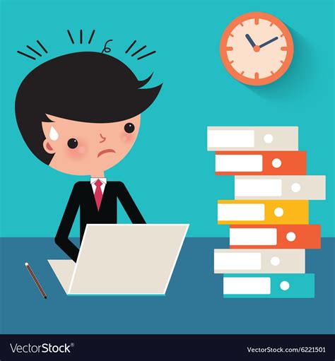 Busy Businessman At Work Cartoon Royalty Free Vector Image