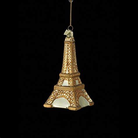 5 Noble Gems Gold Eiffel Tower Of Paris France Glass Christmas Ornament