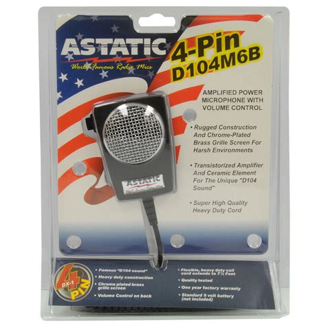 Astatic D104m6b Amplified Ceramic Power Mic 4 Pin Cb Microphone For