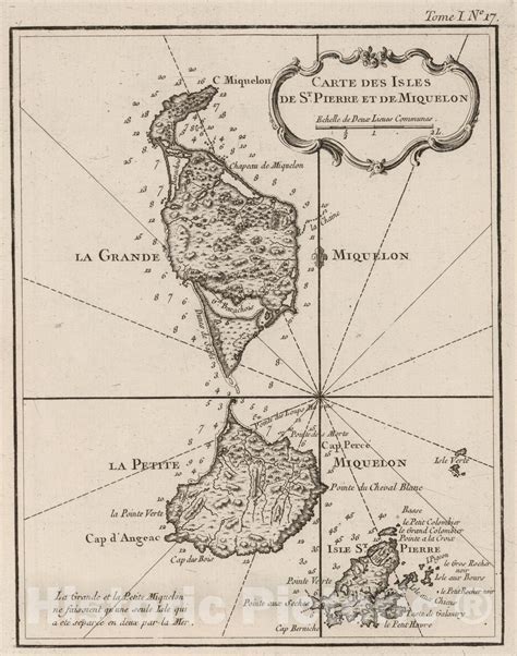 Historic Map Saint Pierre And Miquelon 1764 Carte Des Isles De St P