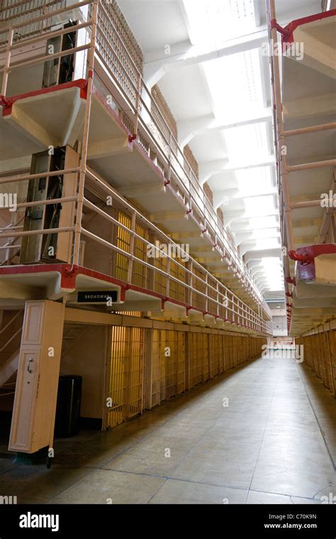 Prison Cells In Broadway In Main Cellhouse At Alcatraz Prison