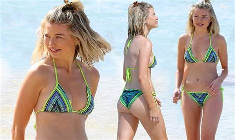 Georgia Toffolo Showcases Her Toned Figure In Scanty Green Bikini As She Hits The Beach In