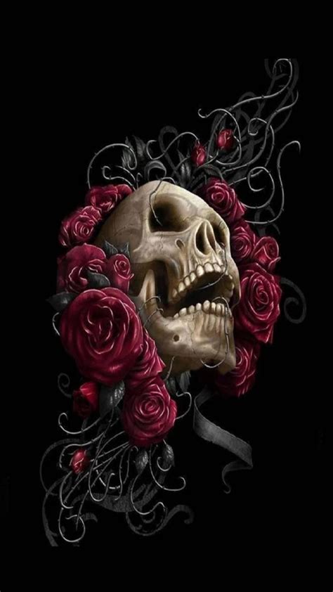 Girly Skulls And Roses Wallpaper