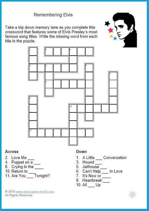 Easy Crosswords Printable For Your Convenience Memory