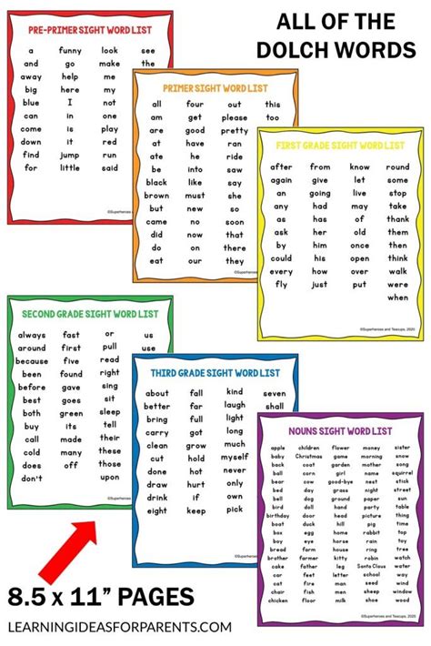 Find synonyms for them to make your content. Free Printable Sight Word Lists | Learning Ideas for Parents