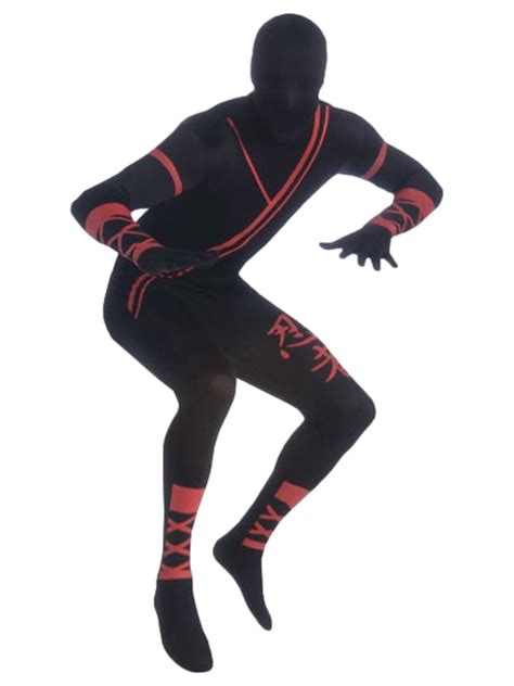 Rubies Mens Ninja Costume Full Body Stretch Jumpsuit With Attached Hood