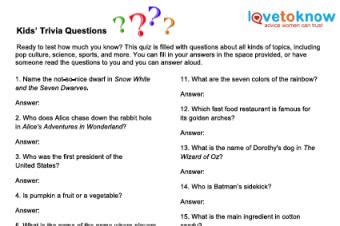 Test yourself and brush up on your knowledge before your next bar quiz. Printable Quizzes for Children | LoveToKnow