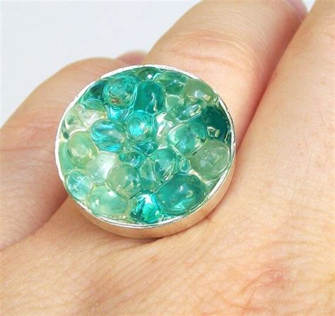 Items Similar To Sea Glass Resin Ring Seaglass Jewelry On Etsy