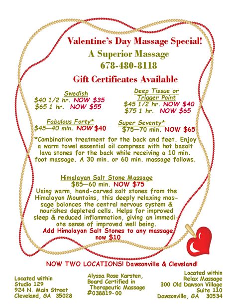 Valentine Massage Specials A Superior Massage
