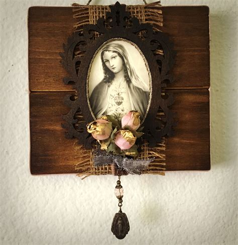 Rustic Wall Decor Shrine Virgin Mary Immaculate Heart Catholic Decor And Ts Catholic Decor