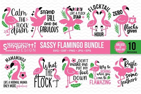 Sassy Flamingo Svg Bundle