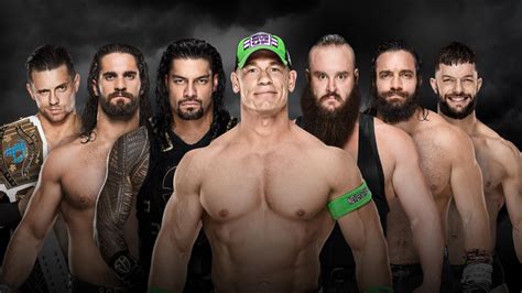 John Cena Braun Strowman Elias Finn Balor The Miz Roman Reigns