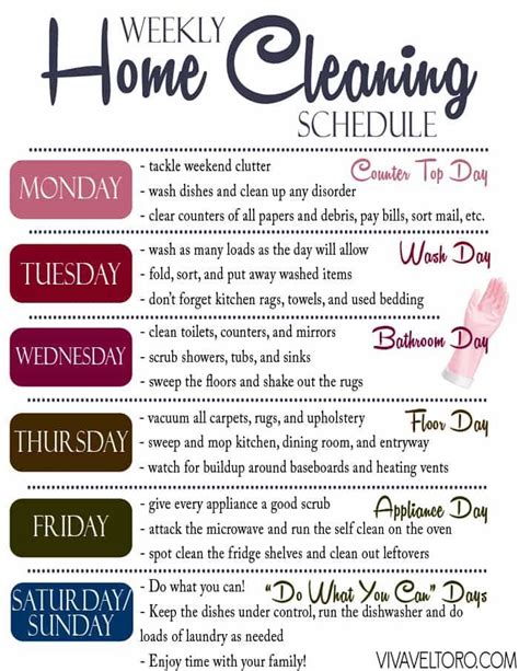 An Efficient Weekly Home Cleaning Schedule Thats Easy To Follow Grab