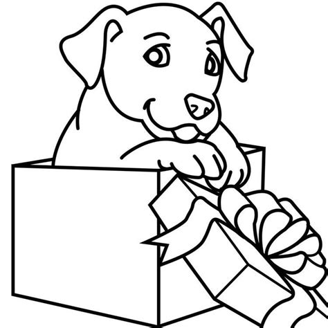 Simple Christmas Dog Coloring Pages With Images Puppy Coloring
