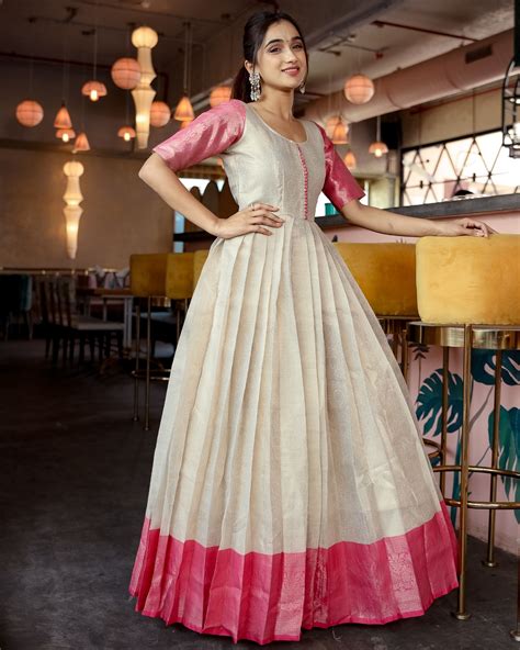 Cream Silk Pleated Gown By The Anarkali Shop The Secret Label