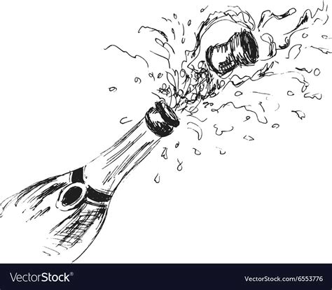 Hand Sketch Bottle Champagne Royalty Free Vector Image