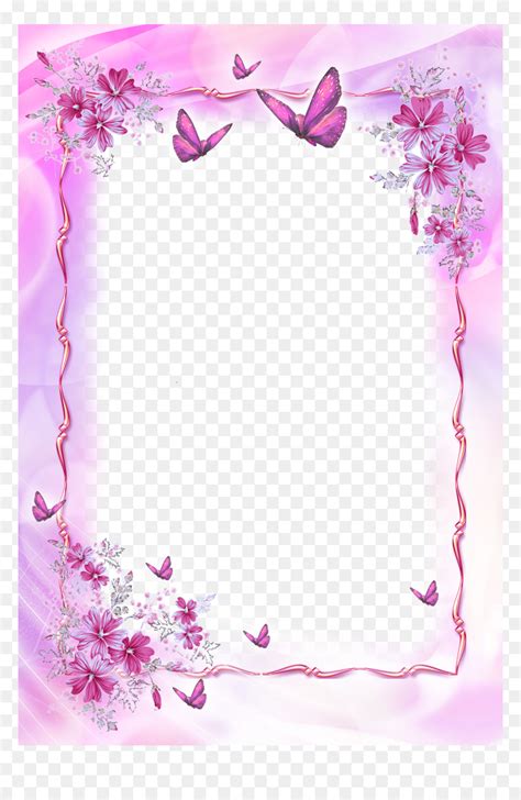 Border Design Flowers And Butterfly Hd Png Download Vhv