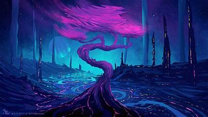 Drawing Wallpapers Artwork Purple Fantasy Landscape Painting