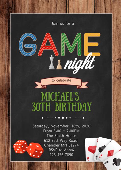 Copy Of Game Night Birthday Party Invitation Postermywall