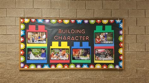 Building Character Bulletin Board Legobuilding Blocks And Six Pillars