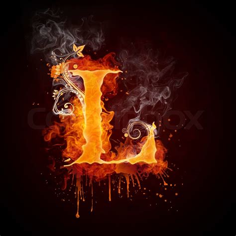 Fire Swirl Letter L Isolated On Black Background Computer Design
