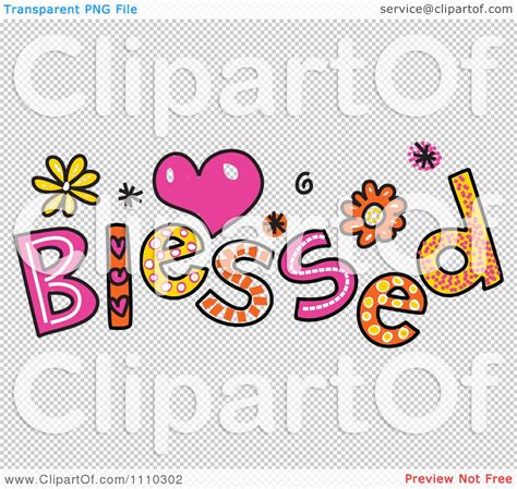 Clipart Colorful Sketched Blessed Text Royalty Free