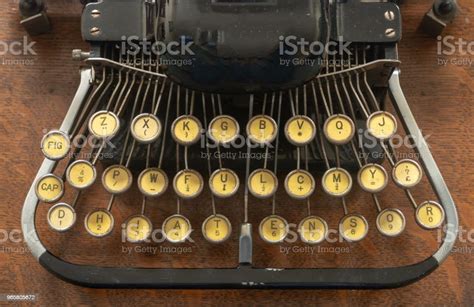 Ancient Vintage Portable Typewriter With Non Qwerty Keyboard Stock