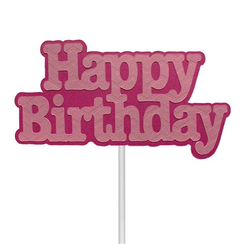 Kitchen Domain Pink Happy Birthday Cake Topper