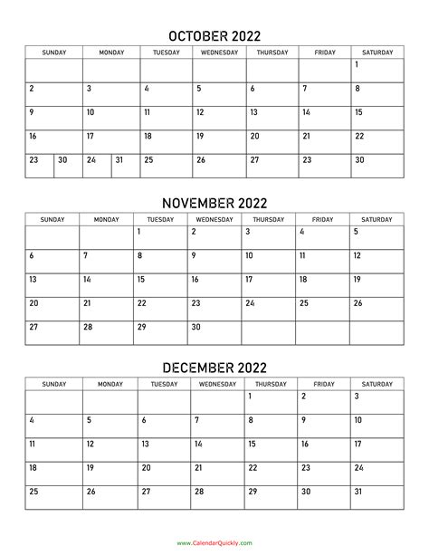 October To December 2022 Calendar Calendar Quickly