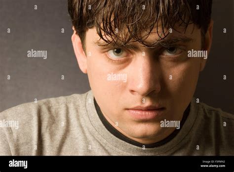 Portrait Of Boy Looking In Anger Mr729b Stock Photo Alamy
