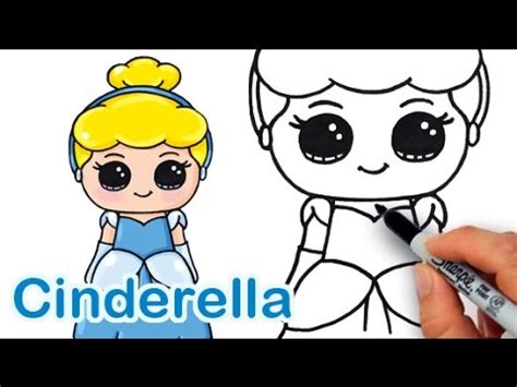 Draw in her hair band, which ends with a small circle below the horizontal construction line on the left side. How to Draw Disney Princess Cinderella Cute and Easy - YouTube