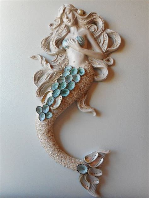 Seashell Wall Mermaid Mermaid With Shells Seashell Art Beach Decor
