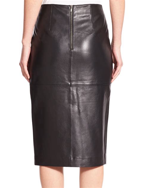 Lyst Nicholas Leather Slit Pencil Skirt In Black