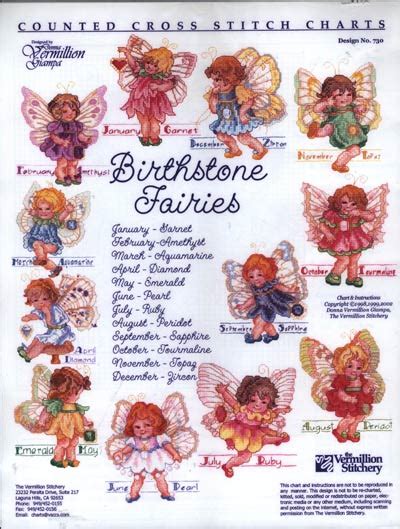 See more ideas about stitchery, cross stitch, cross stitch patterns. Birthstone Fairies The Vermillion Stitchery