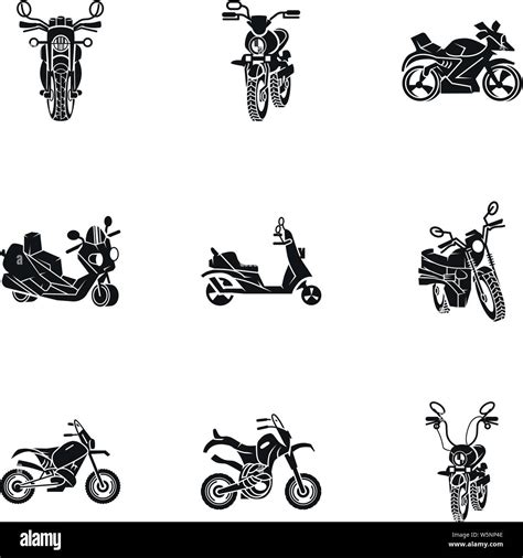 Motorcycle Icon Set Simple Set Of 9 Motorcycle Vector Icons For Web