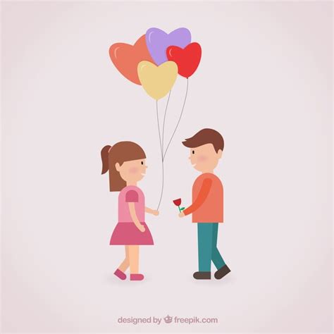 Free Vector Romantic Couple With Balloons