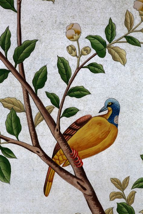 Hand painted wallpaper, chinoiserie wallpaper, chinese silk wallpaper, hand painted embroidered wallpaper, hand painted european panoramic, handmade wallpaper. Chinoiserie Hand Painted Wallpaper Panels of Birds and ...
