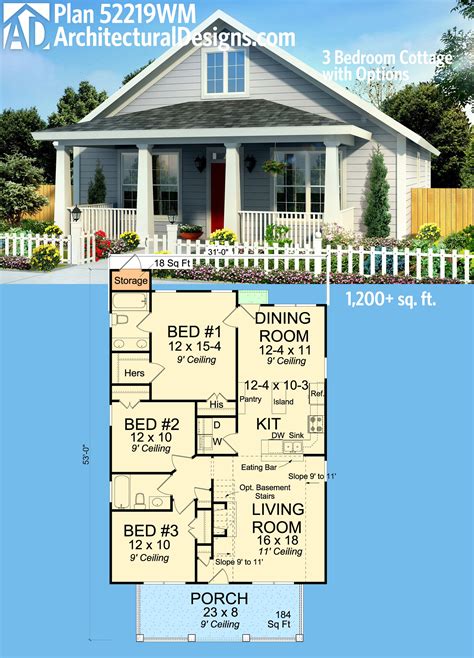 Architectural Designs Bed Cottage House Plan WM Gives You Over Sq Ft Plus A Great