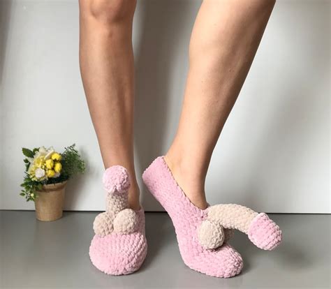 Crochet Slippers Peniscrochet Socks Dick Funny Socks For Etsy