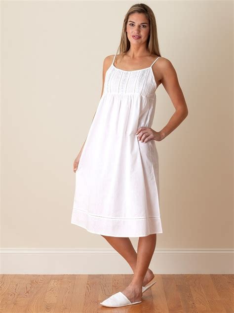 Elaine Ladies Cotton Nightie Spaghetti Straps And Embroidered Nightgown Mother Daughter