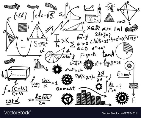 Math And Physical Formules Black On White Vector Image