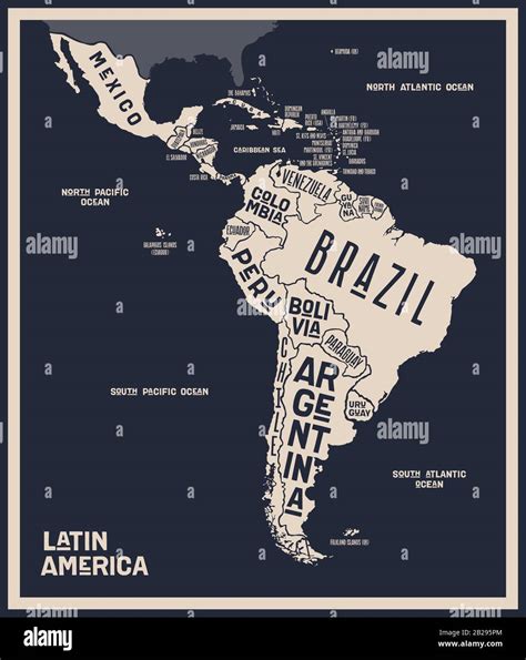Mapa América Latina Póster De América Latina Imagen Vector De Stock