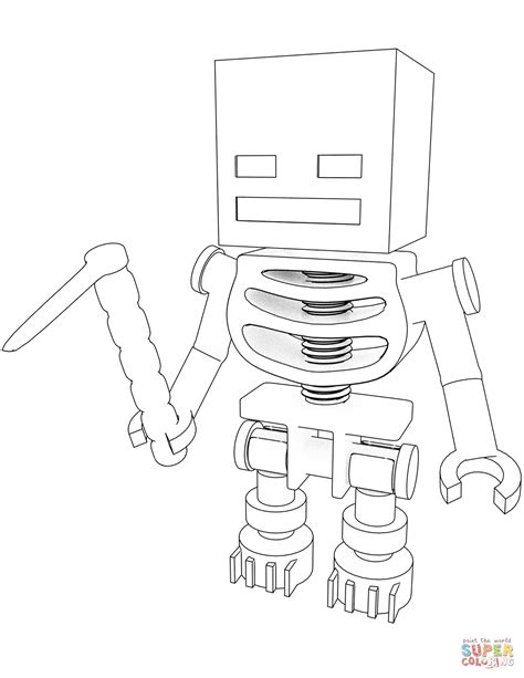 Minecraft Skeleton With Hoe Coloring Page Free Printable Coloring Pages