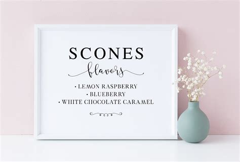 Scones Flavors Sign Wedding Scones Flavor Sign Wedding Dessert Table