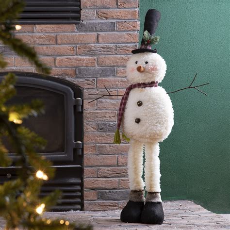 Glitzhome Telescoped Fabric Christmas Snowman Standing Decor